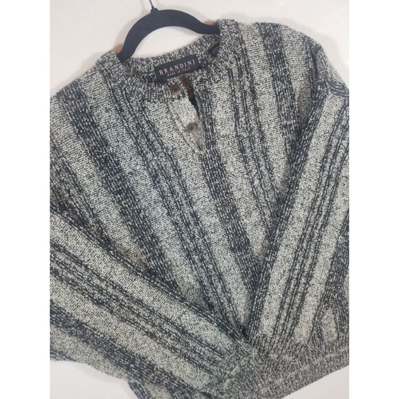 Brandini Men's Knit Sweater Wool Tri-Blend Crew Size M Italy Made Button Up - Picture 1 of 15